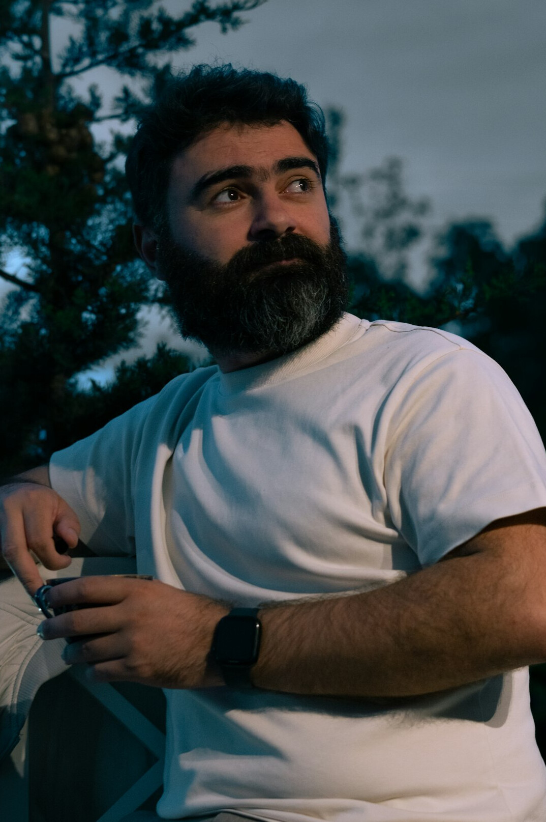 Portrait of a bearded man looking at the camera